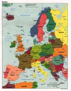 Detailed political map of Europe.