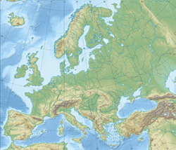 Detailed relief map of Europe.