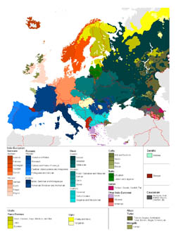 Map of languages in Europe.