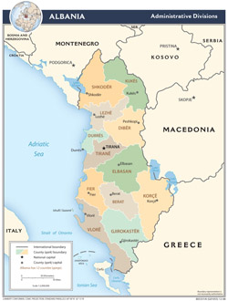 Detailed administrative map of Albania.