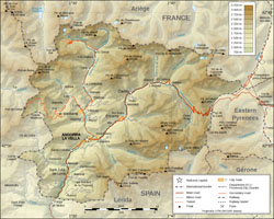 Detailed physical map of Andorra.