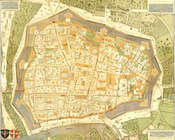 Large detailed old map of Vienna city 1547.