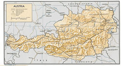 Political and administrative map of Austria with relief.