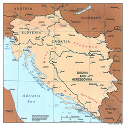 Large political map of Western Balkans with major cities - 1997.