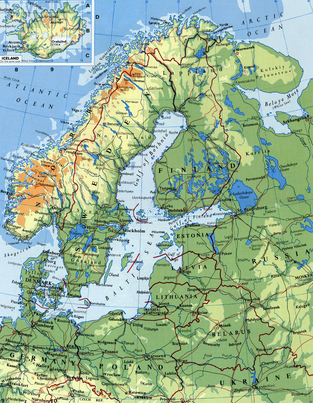 Maps of Baltic and Scandinavia | Detailed Political, Relief, Road and