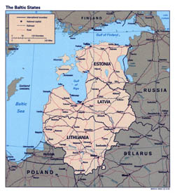 Detailed political map of the Baltic States - 1994.