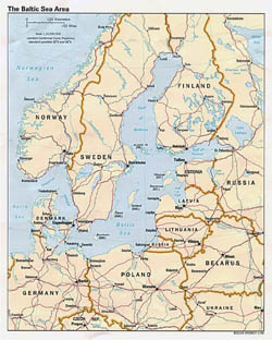 Large political map of the Baltic Sea Area - 1994.