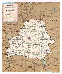 Political and administrative map of Belarus.