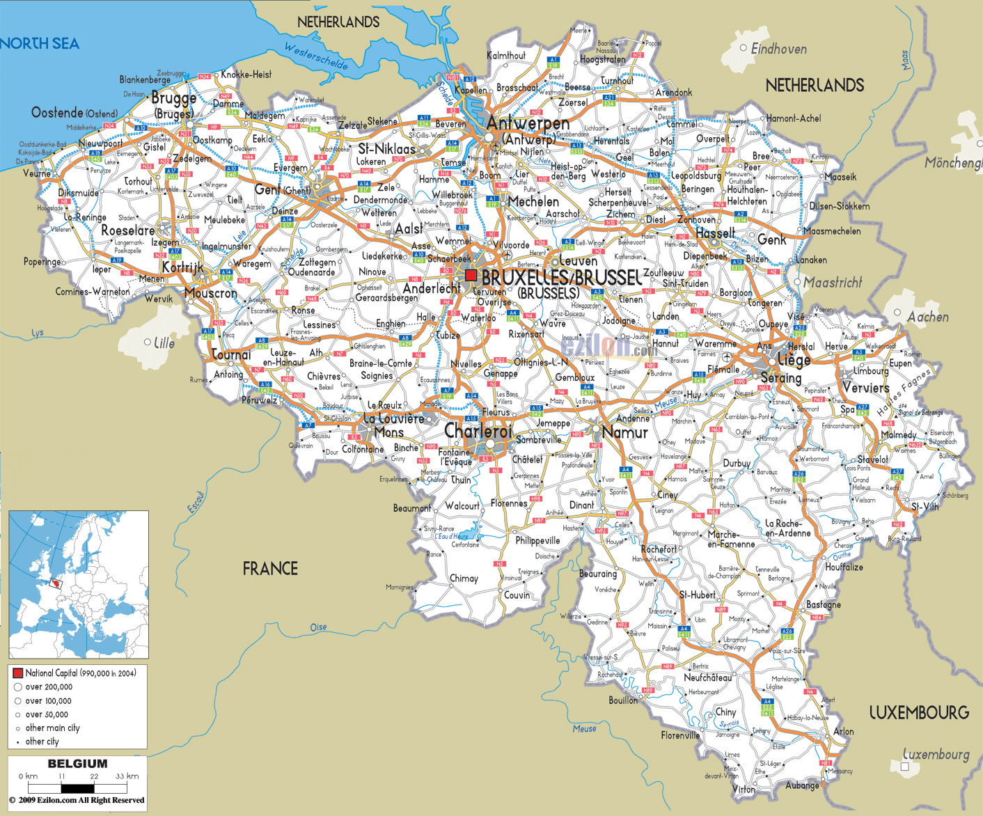 Maps of Belgium | Detailed map of Belgium in English | Tourist map of