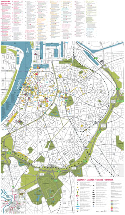 Large scale detailed tourist map of Antwerpen city.