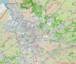 Road map of Antwerp and the surrounding area.