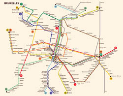 Large detailed metro map of Brussels city.
