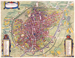 Large detailed old map of Brussels city - 1657.