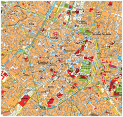 Tourist map of Brussels city center.