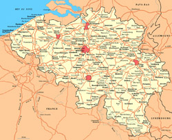 Road map of Belgium.