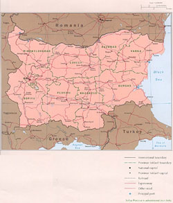 Political and administrative map of Bulgaria.