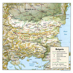 Political and administrative map of Bulgaria with relief.
