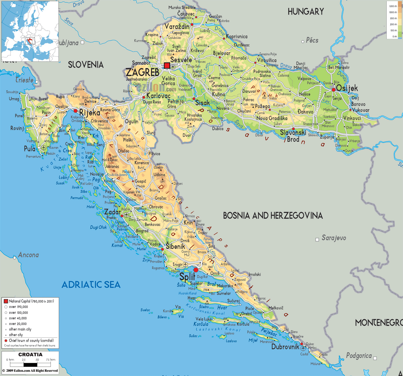 Maps of Croatia | Detailed map of Croatia in English | Tourist map