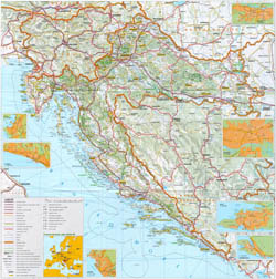 Large detailed road map of Croatia.