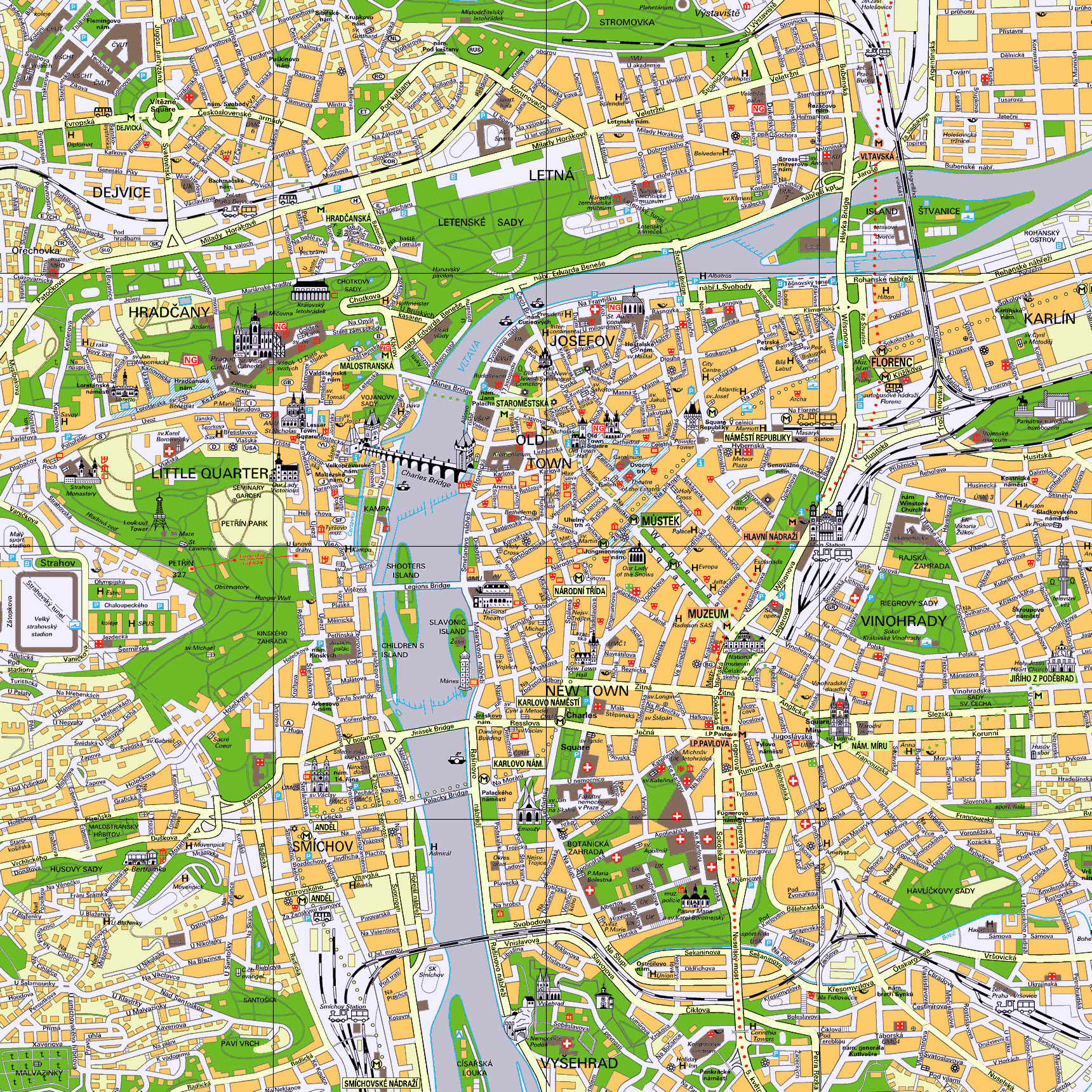 Maps Of Prague Detailed Map Of Prague In English Maps Of Prague 
