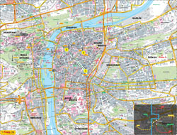 Large detailed road and tourist map of Prague city.