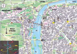 Large tourist map of Prague city.