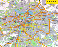 Road map of Praha.