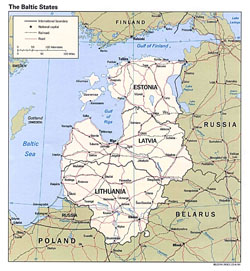 Map of the Baltic states.