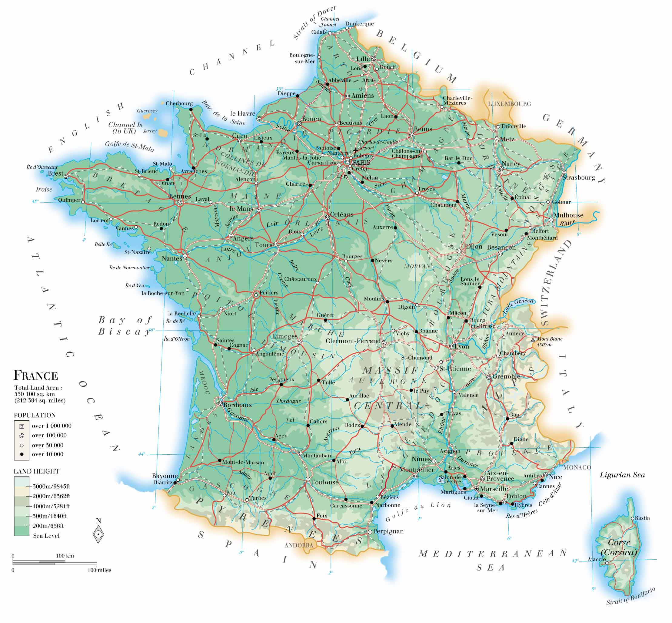 physical map of france