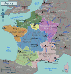 Regions map of France.