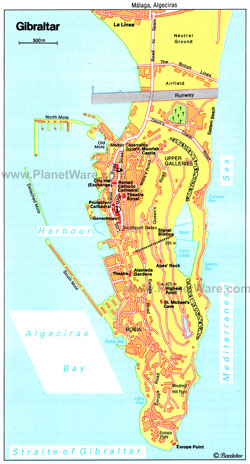 Road map of Gibraltar.
