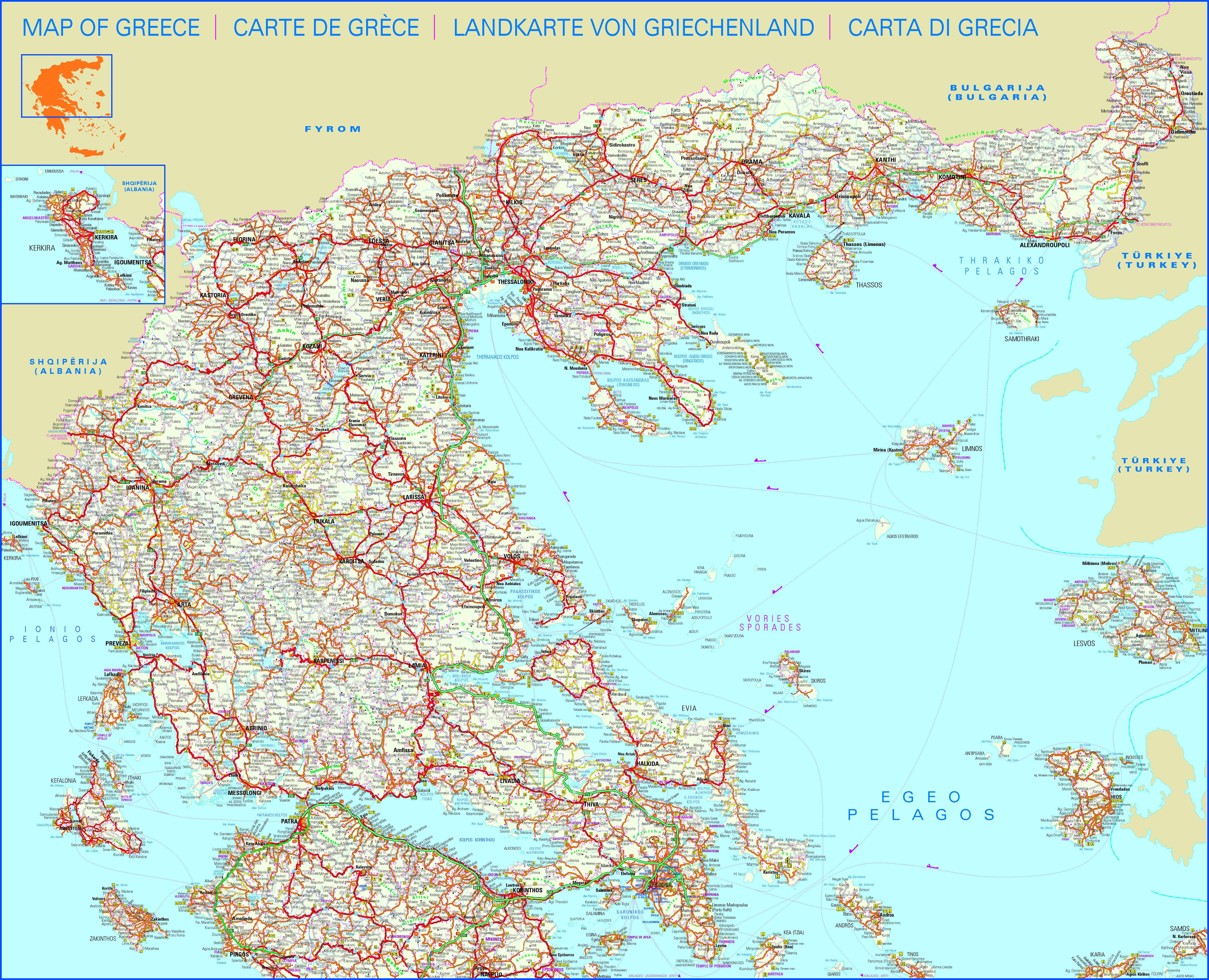 Detailed Road Map Of Greece 