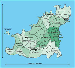 Administrative map of Guernsey.