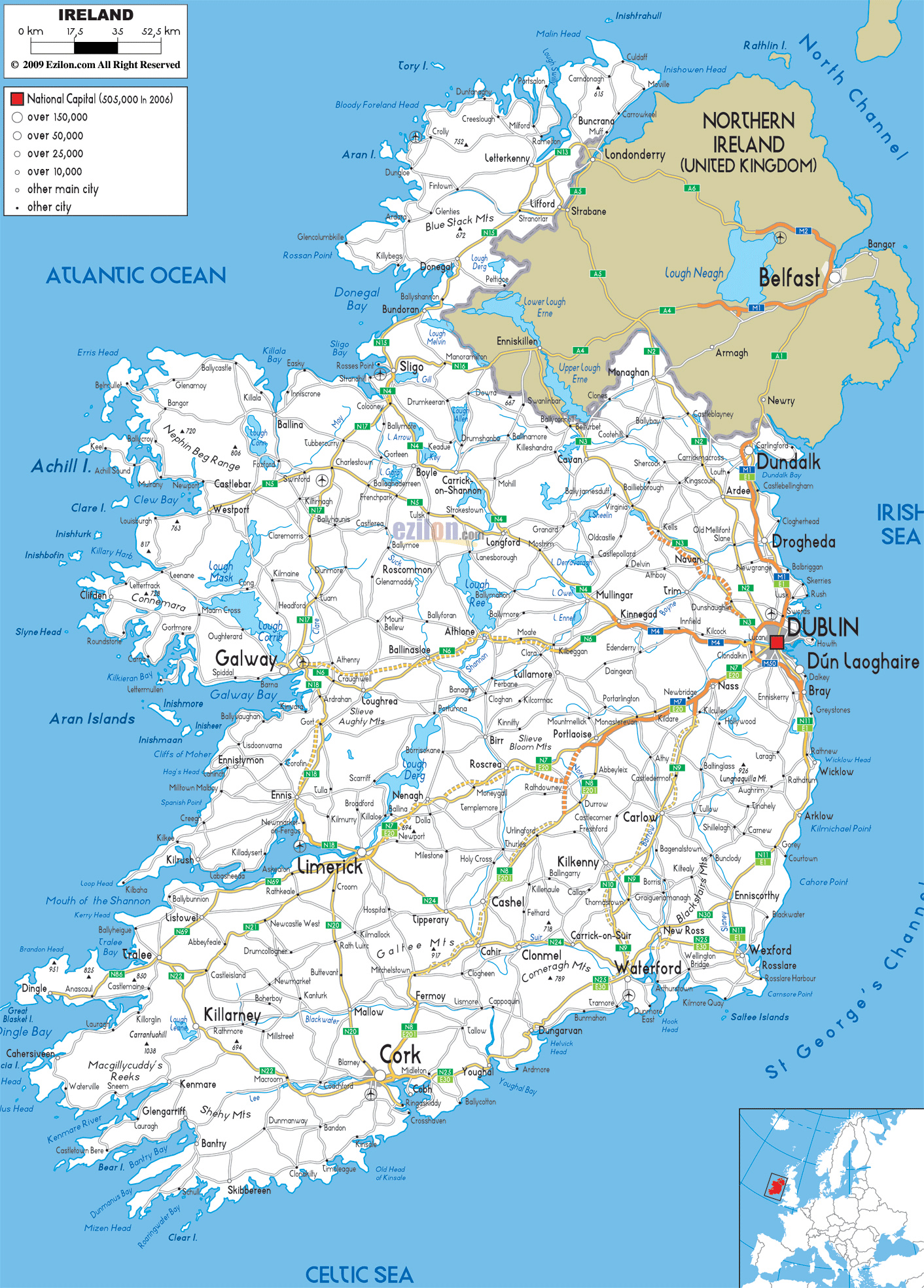 Maps of Ireland Detailed map of Ireland in English Tourist map of Map Ireland With Cities