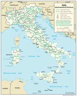 Detailed administrative map of Italy.
