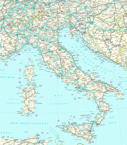 Detailed road map of Italy.