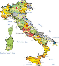 Travel map of Italy.