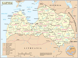 Large political and administrative map of Latvia.