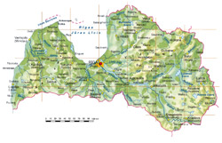 Topographical map of Latvia.