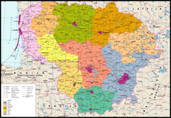 Detailed administrative map of Lithuania.