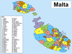 Administrative map of Malta.