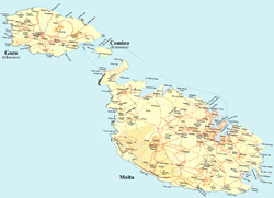 Road map of Malta.