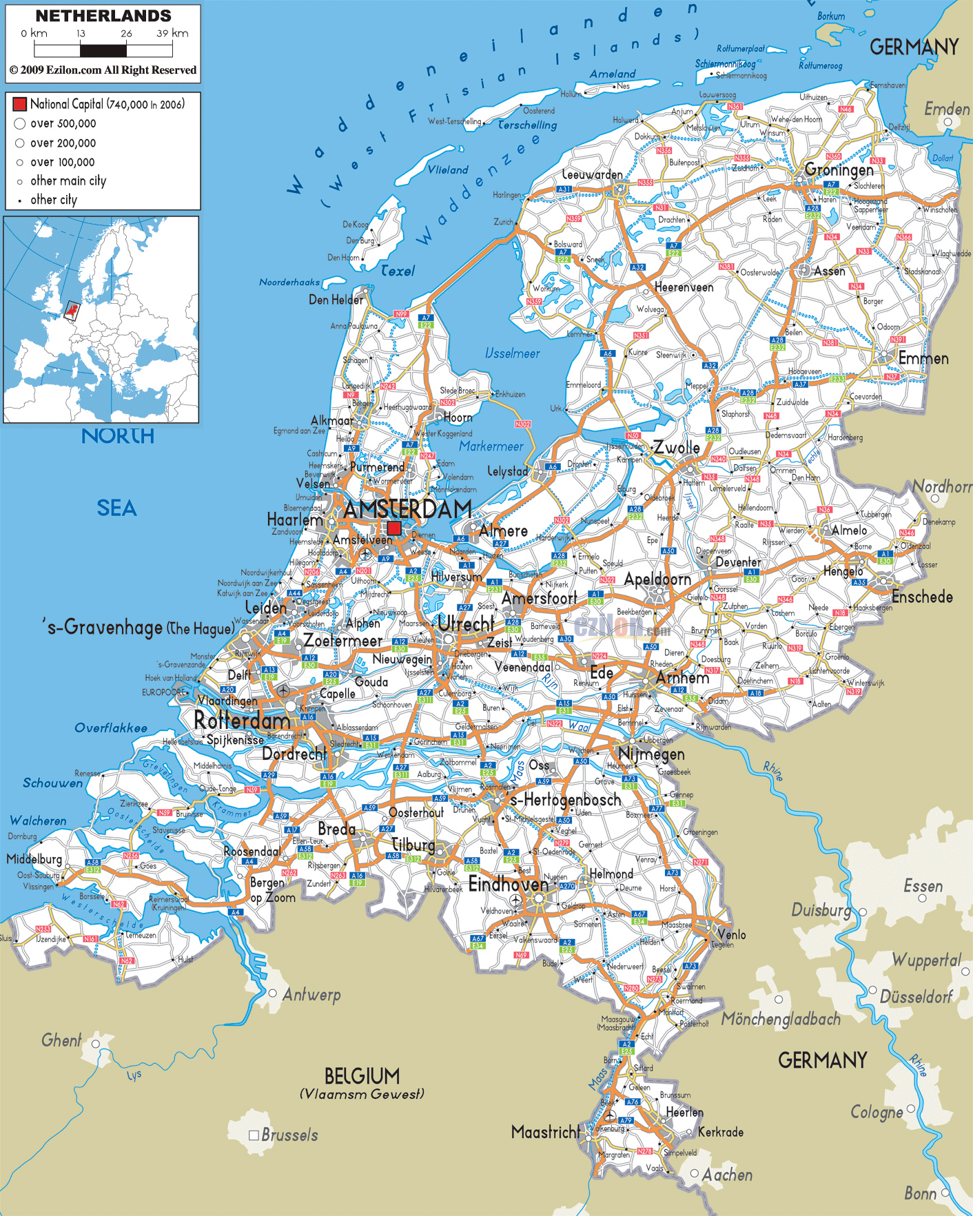 Maps of Holland Detailed map of Holland in English Tourist map of