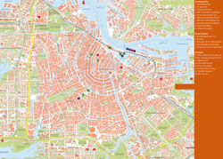 Large detailed top tourist attractions map of Amsterdam city.