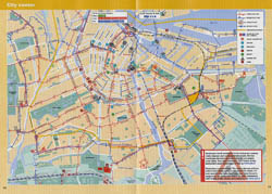 Large detailed tram and metro map of central part of Amsterdam city.