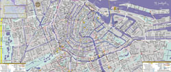 Large scale tourist attractions map of central part of Amsterdam city.