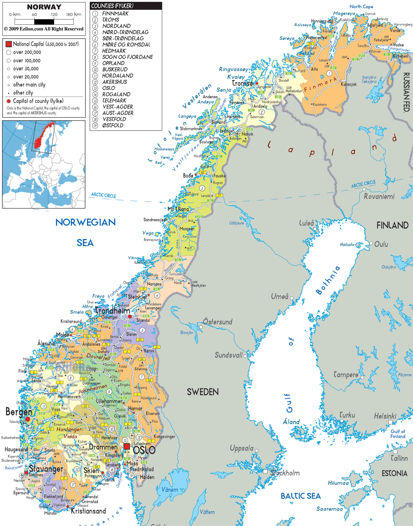 Maps of Norway | Detailed map of Norway in English | Tourist map of