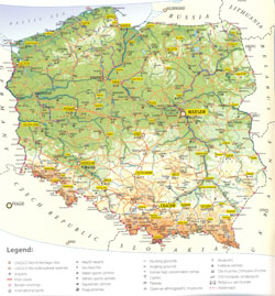 Detailed tourist map of Poland.