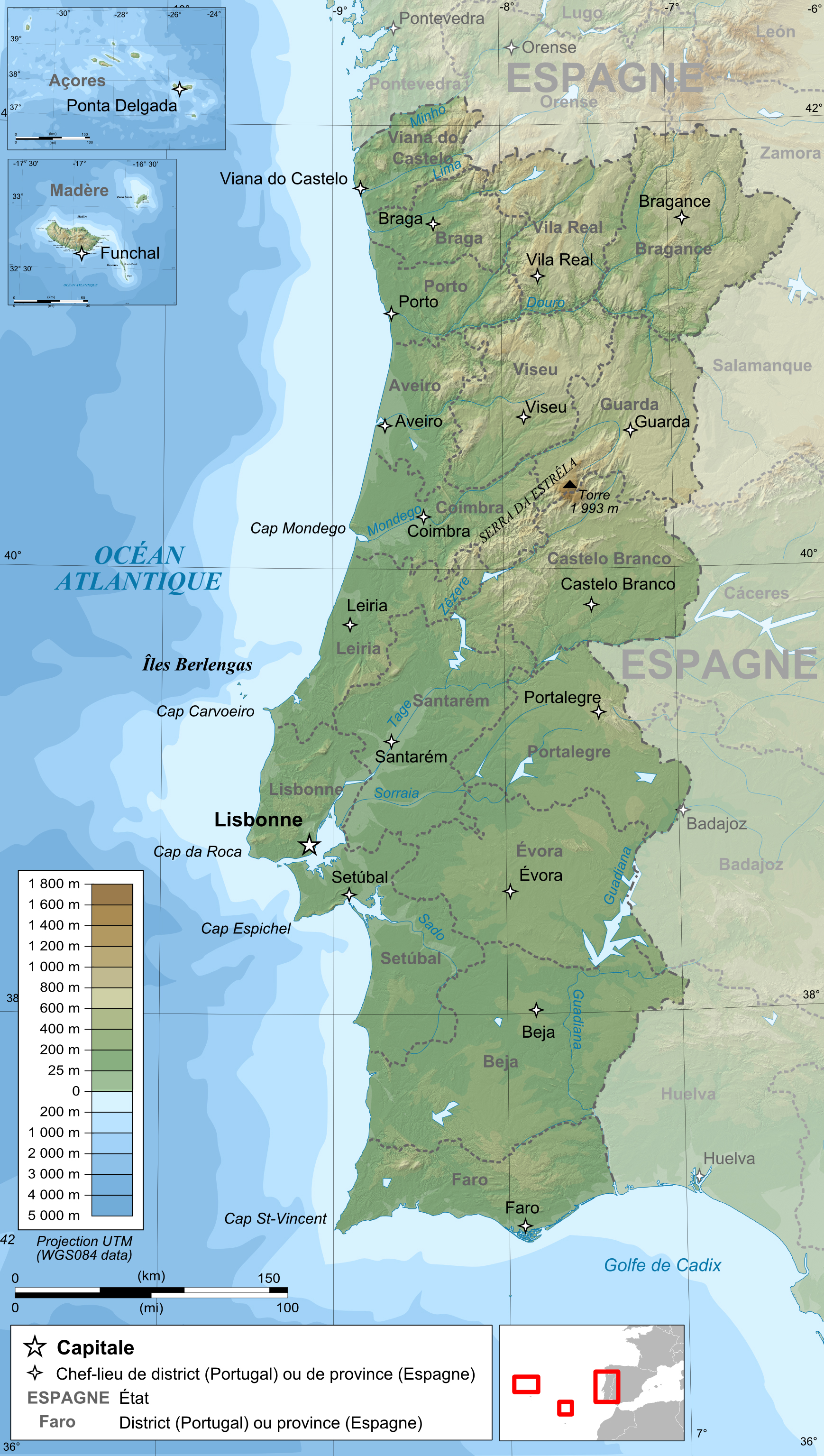 Portugal Map  HD Map of the Portugal to Free Download