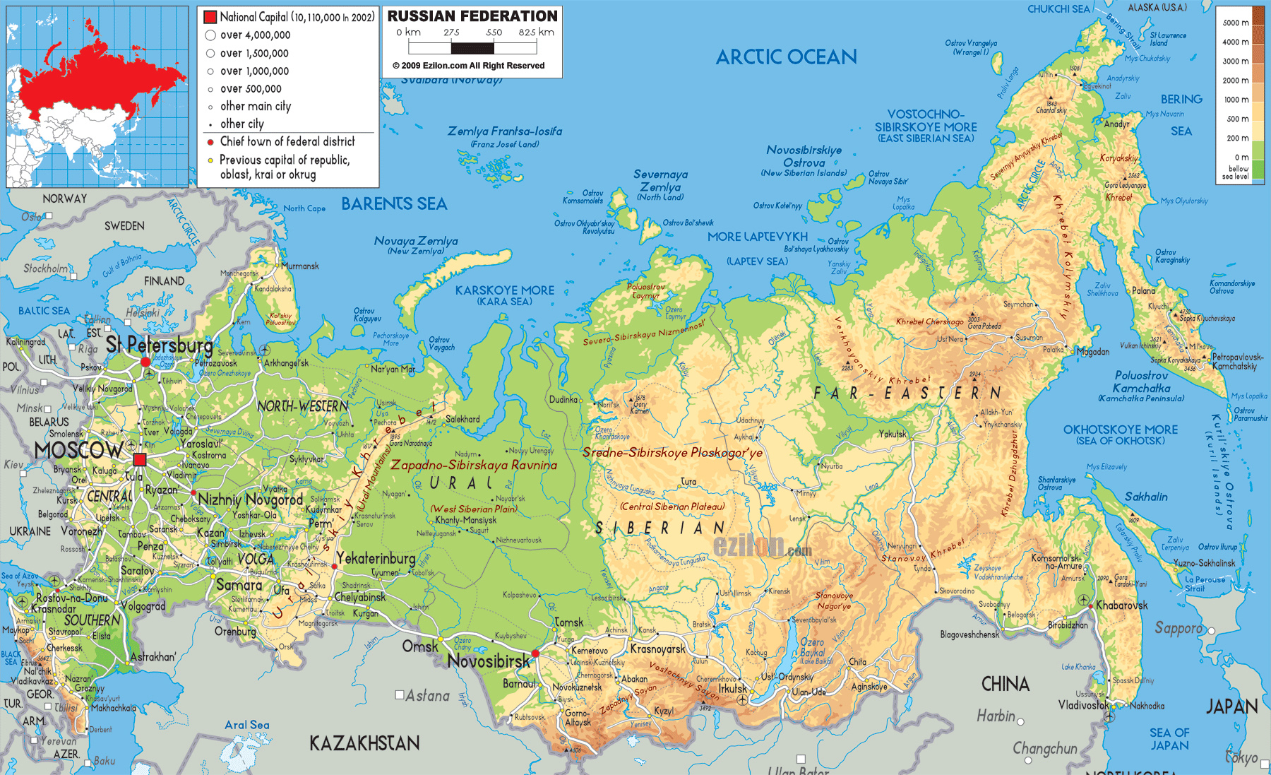 Maps of Russia | Detailed map of Russia with cities and regions | Map